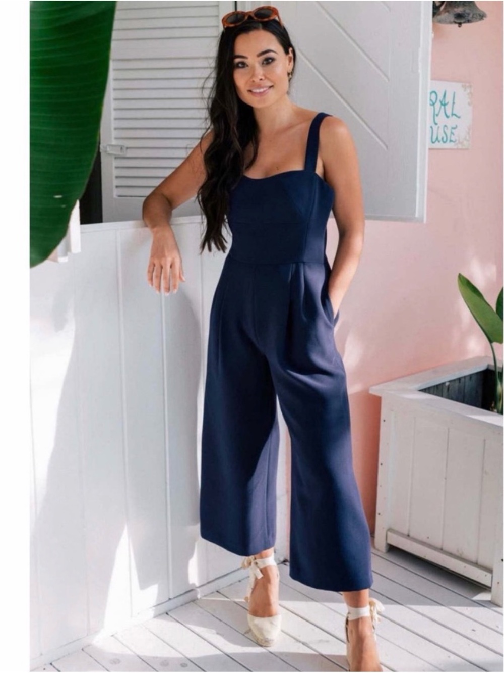 Gal Meets Glam Nicole Wide-Leg Square-Neck Jumpsuit - Kelly Green